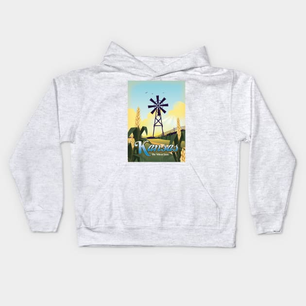 Kansas "The Wheat State" Kids Hoodie by nickemporium1